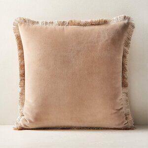 CB2 Bettie Velvet Throw Pillow Cover 10"x10" in Light Brown and Warm White